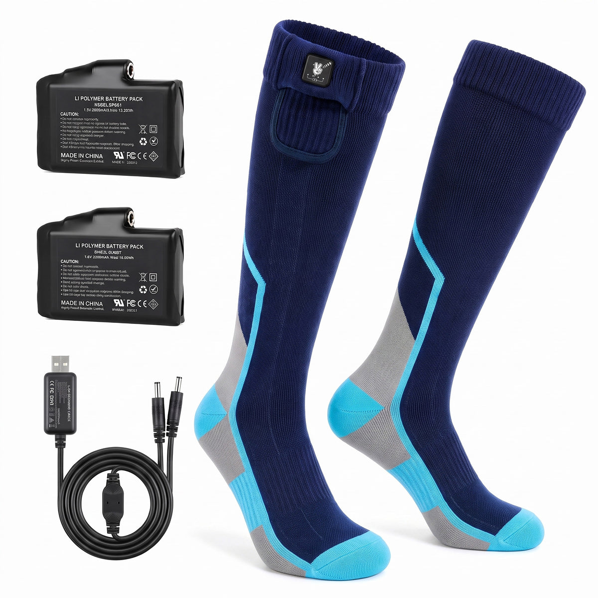 Heat-Transfer Support Heated Ski Socks