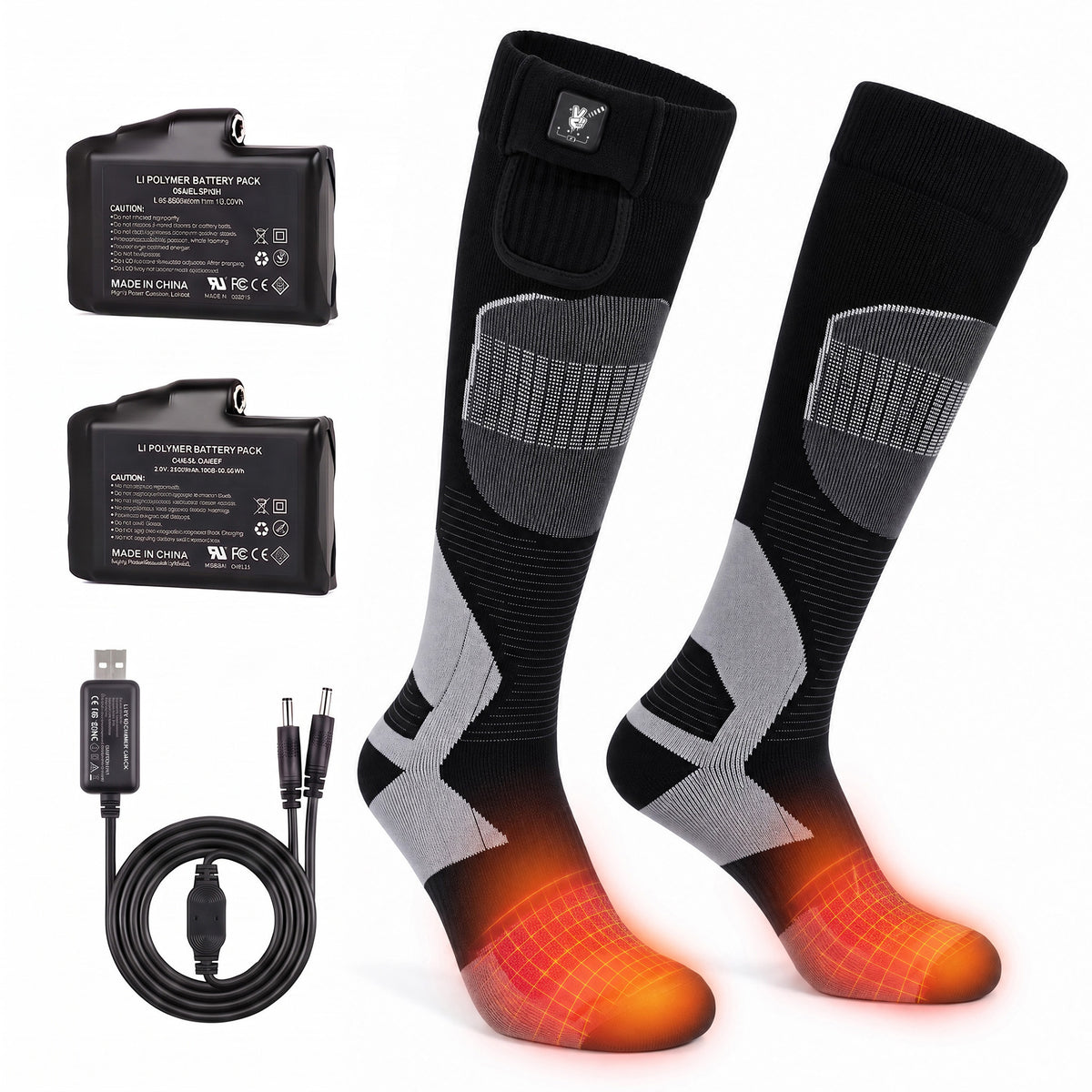 Shin Cushion Heated Ski Socks