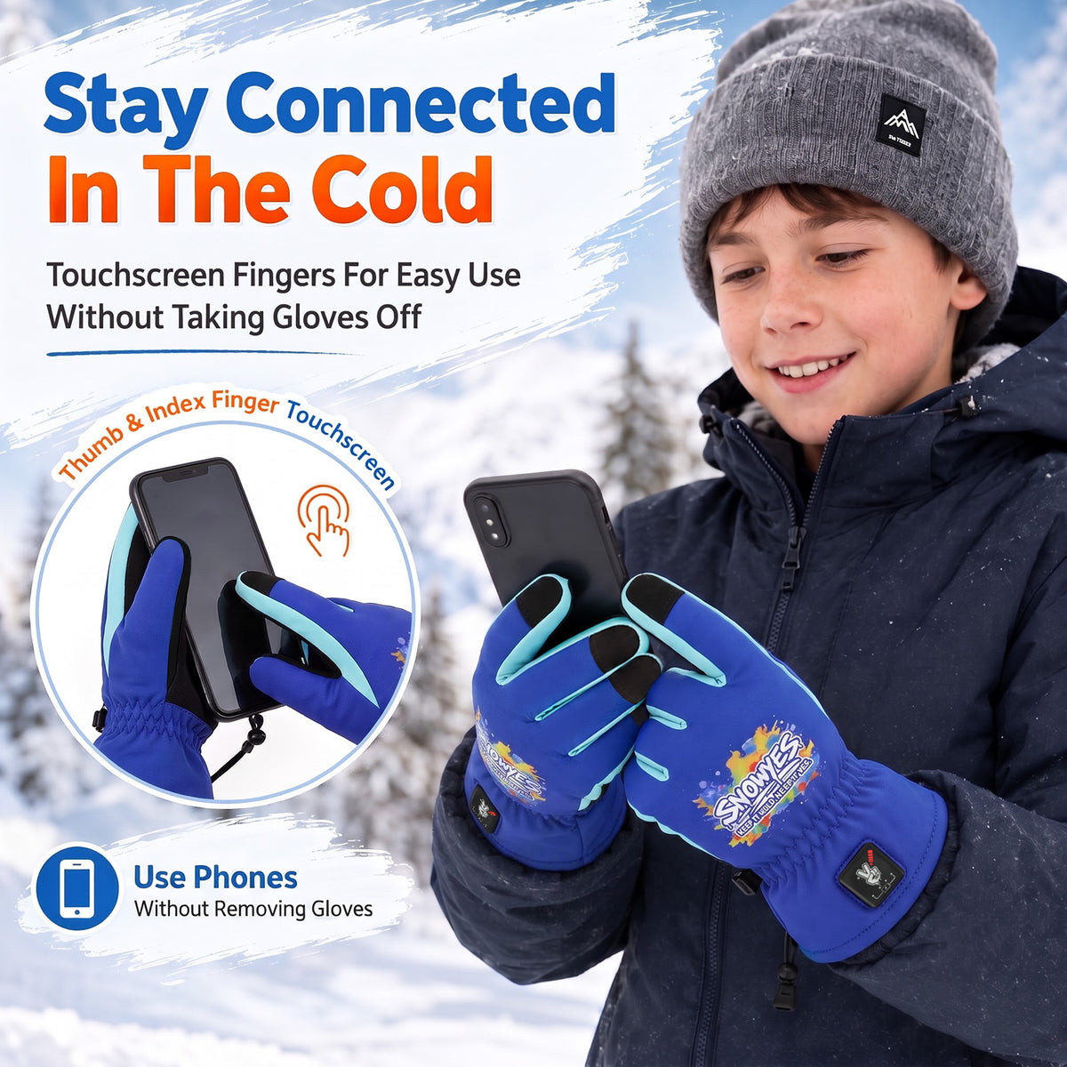 Kids Heated Ski Gloves – Wild Splash