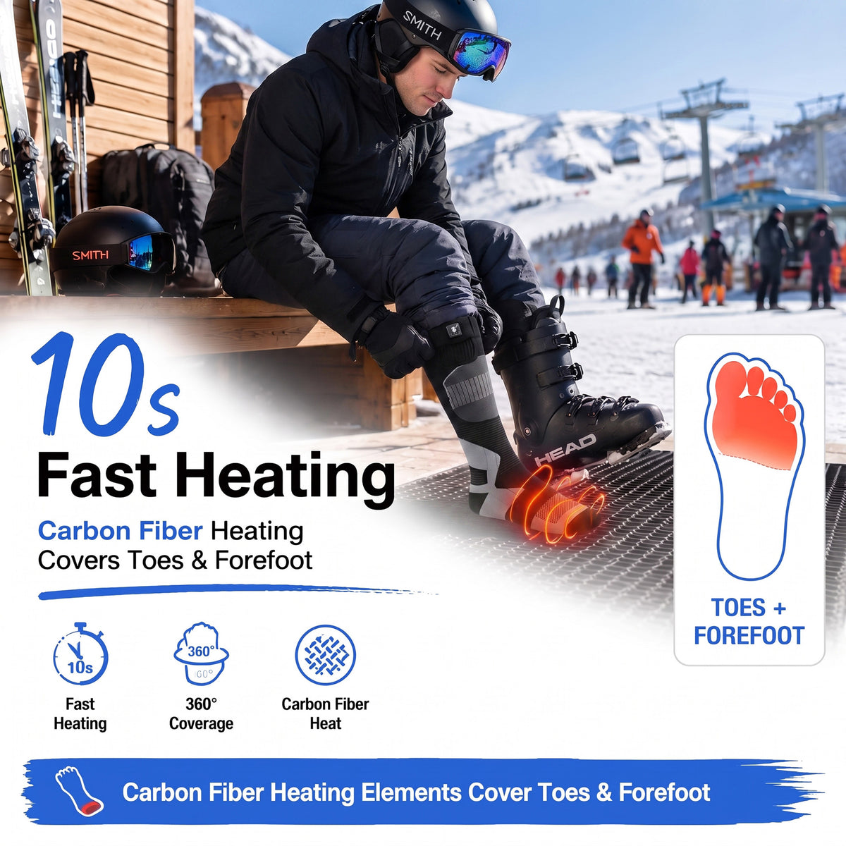 Shin Cushion Heated Ski Socks