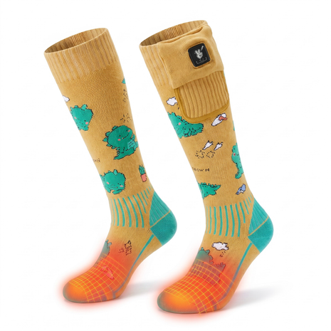Dinosaur Kids Heated Ski Socks