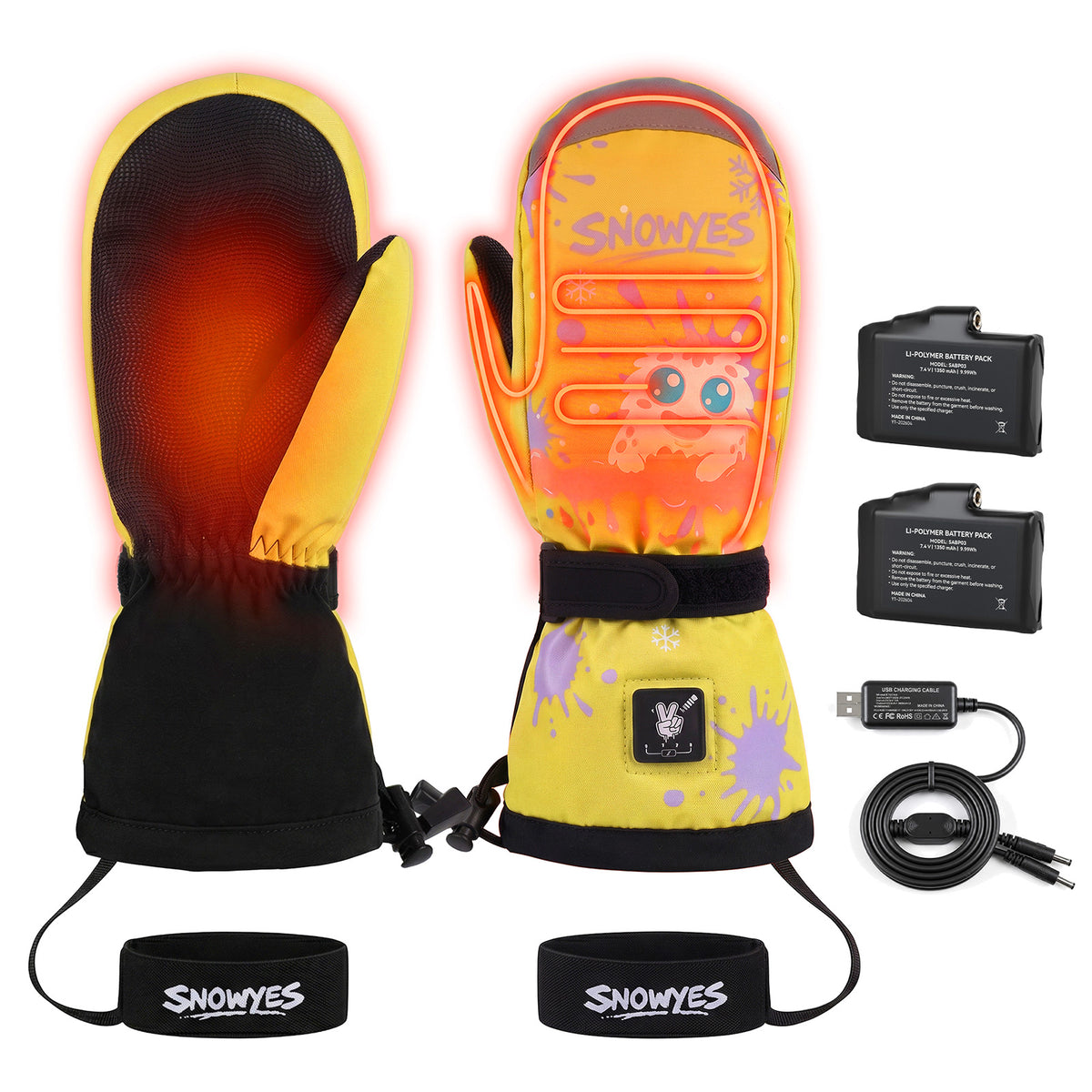 Kids Yeti Adventure Heated Ski Mittens