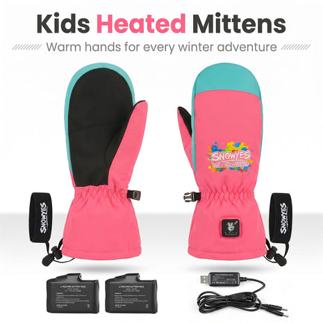 Kids Heated Ski Mittens – Candy Splash
