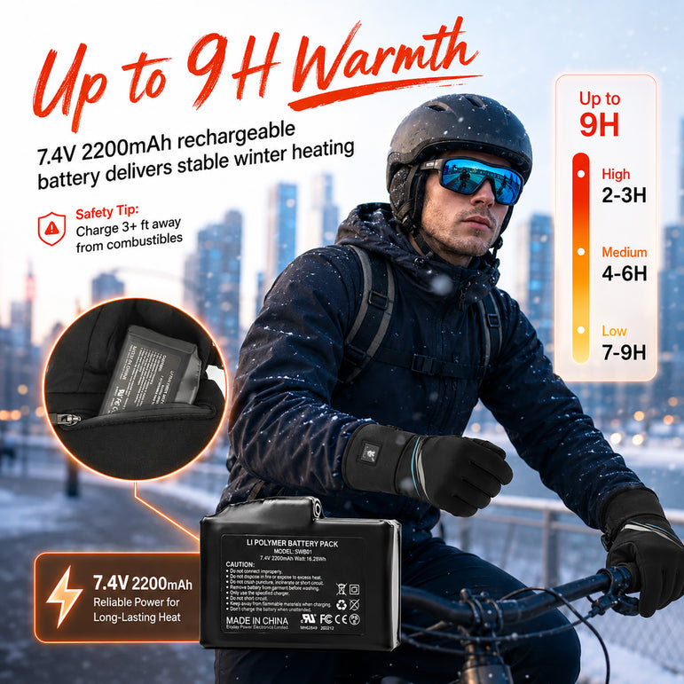 Slim Heated Glove Liners with Battery Display