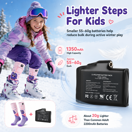Horned Monster Kids Heated Ski Socks