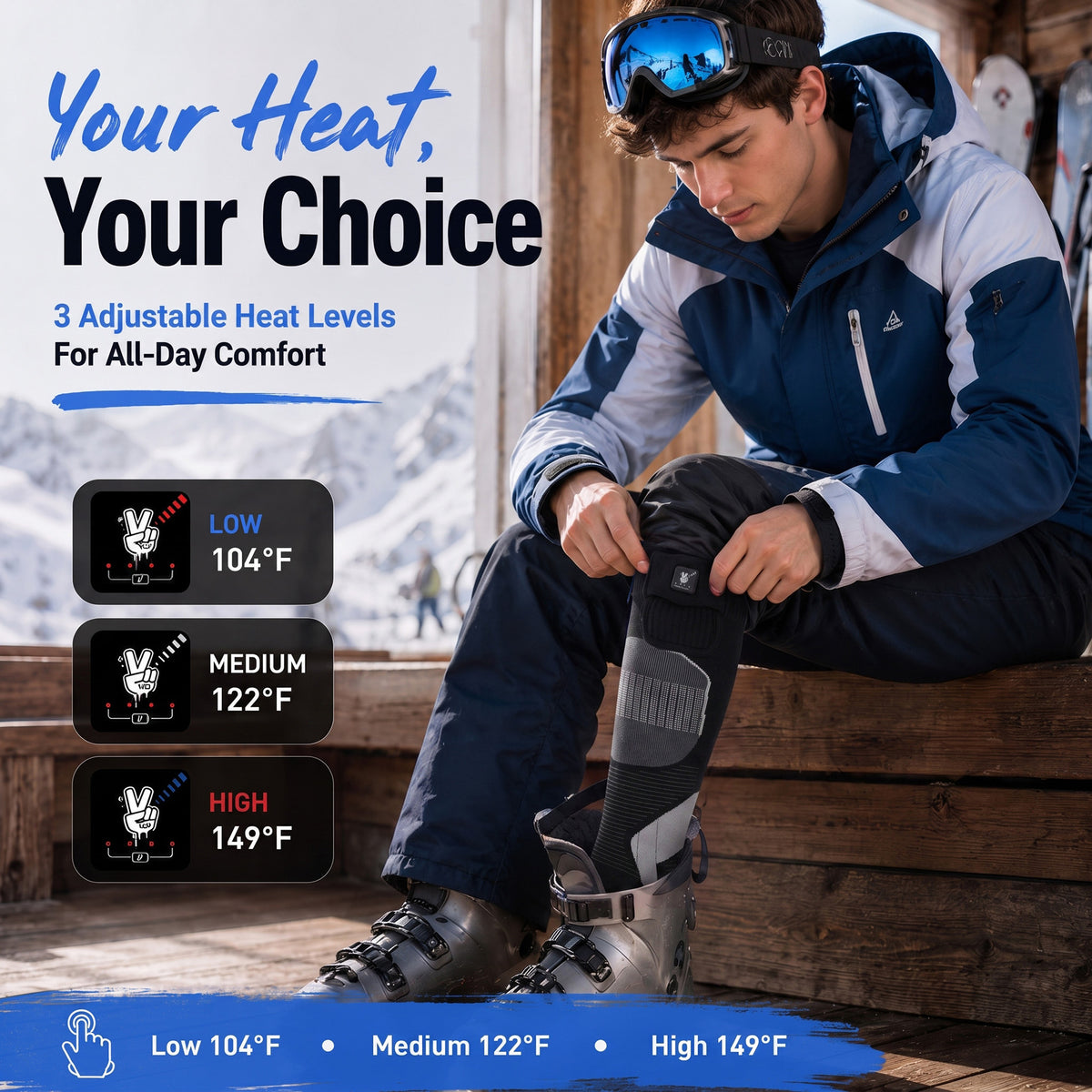 Shin Cushion Heated Ski Socks