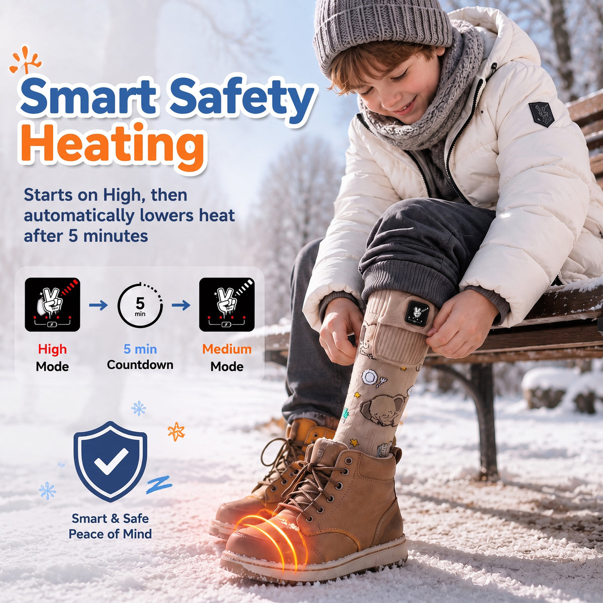 Elephant Kids Heated Ski Socks