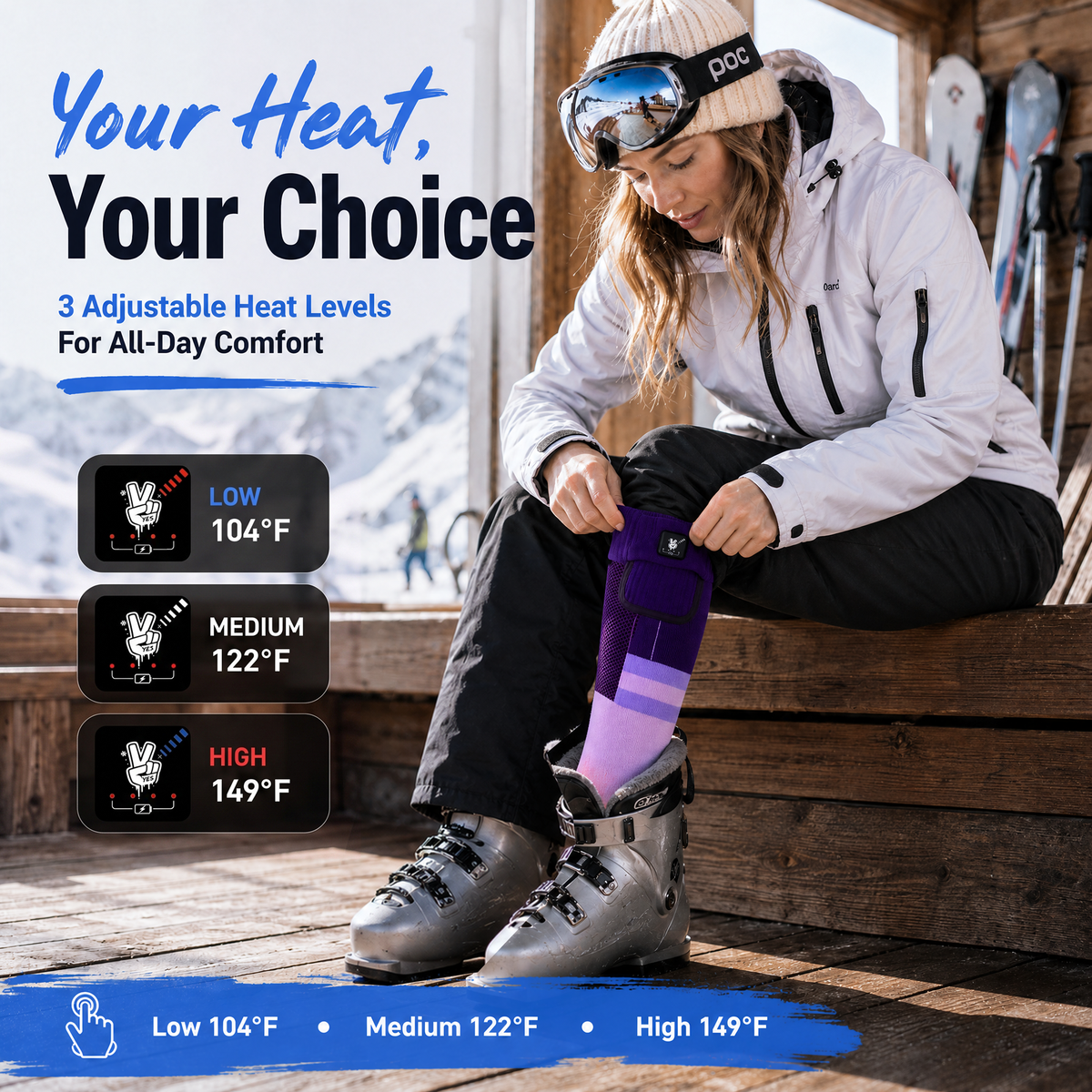 Cushioned Support Heated Ski Socks