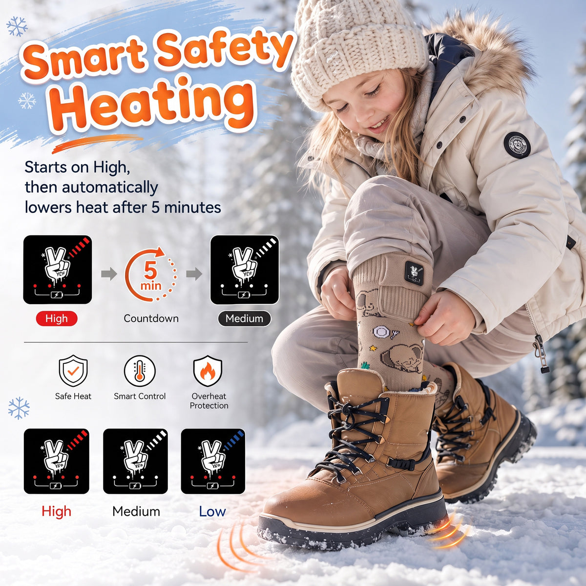 Elephant Kids Heated Ski Socks