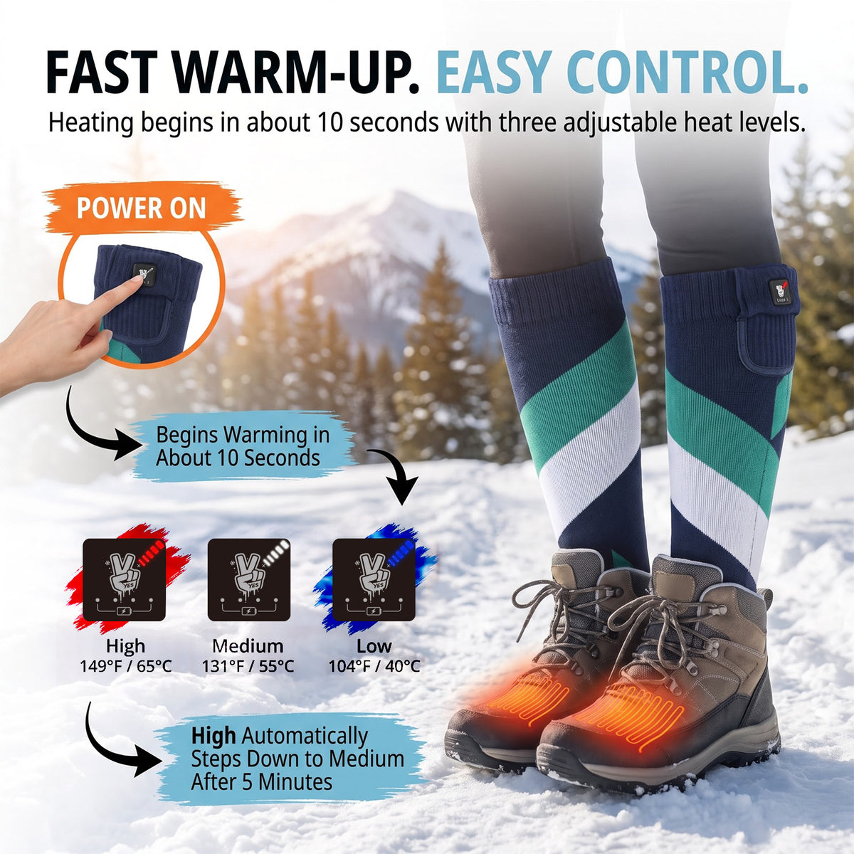 Protective Support Heated Ski Socks