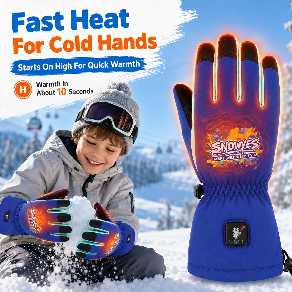 Kids Heated Ski Gloves – Wild Splash