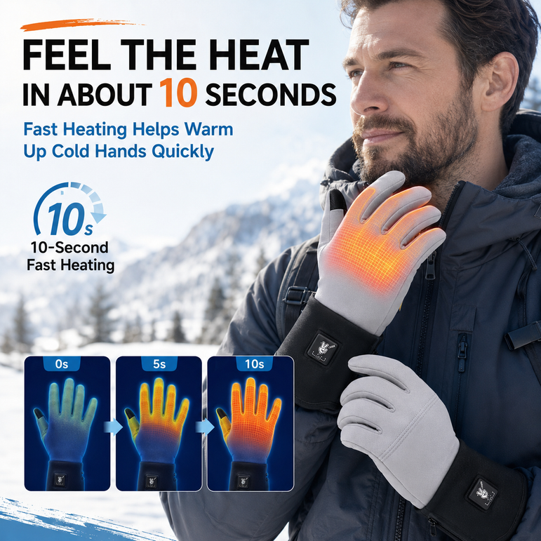 Slim Heated Glove Liners with Battery Display
