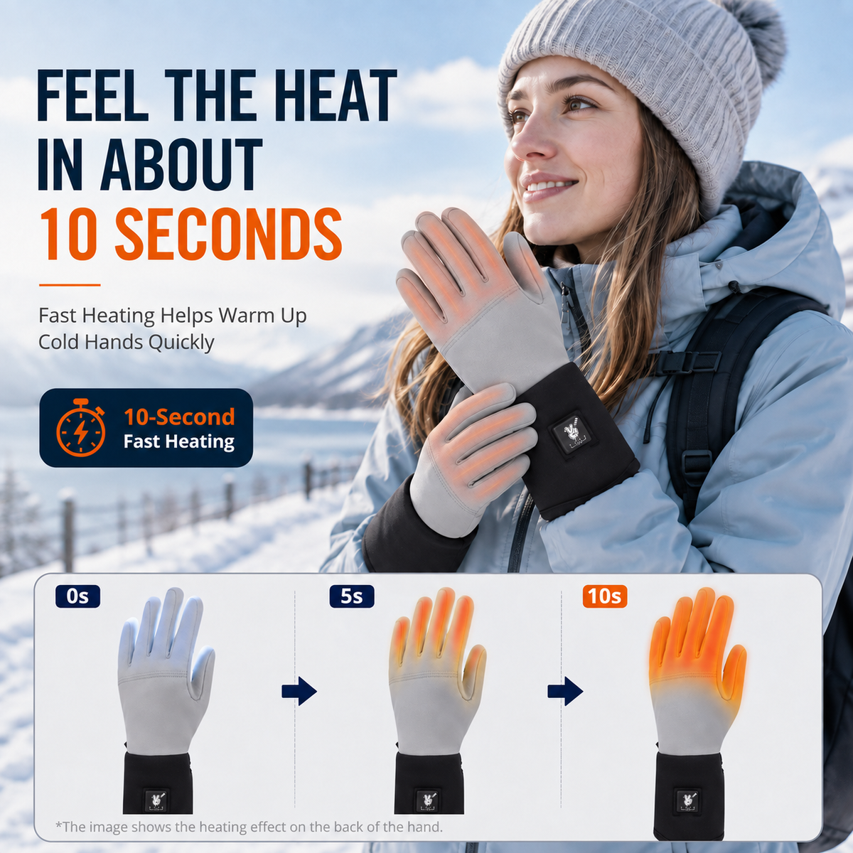 Slim Heated Glove Liners with Battery Display