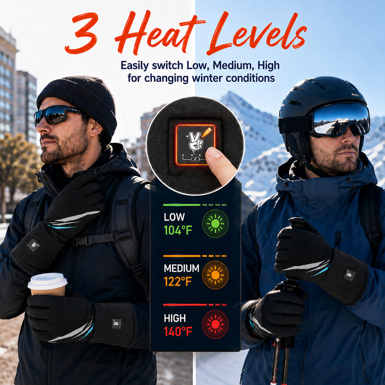 Slim Heated Glove Liners with Battery Display