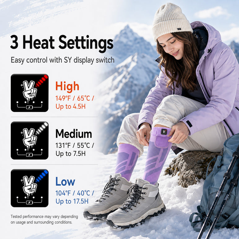 Moisture-Wicking Grip Heated Ski Socks