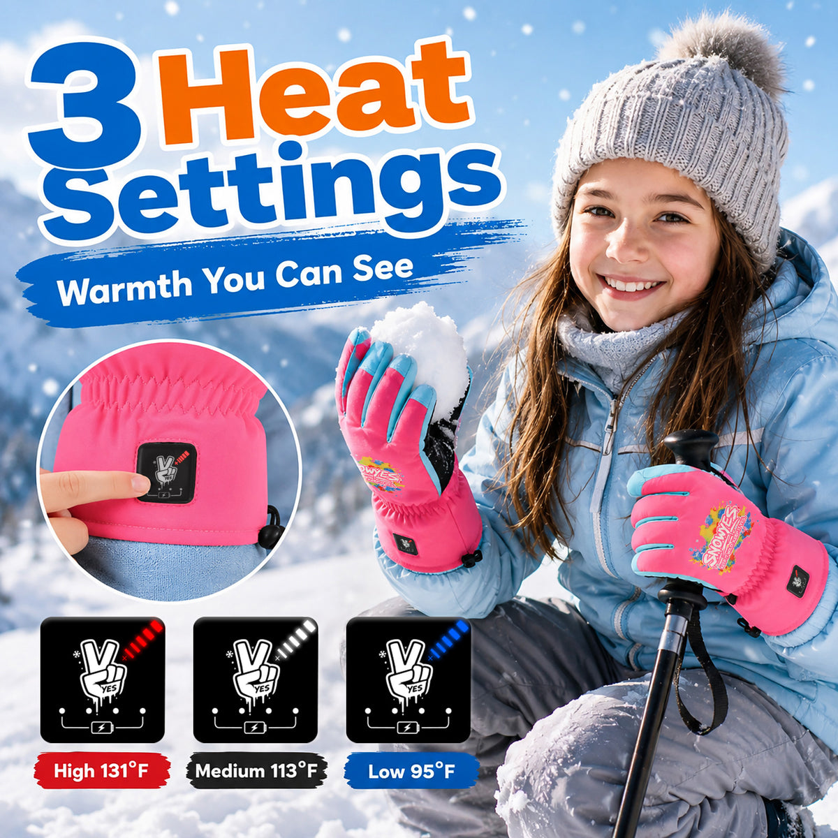 Kids Heated Ski Gloves – Wild Splash