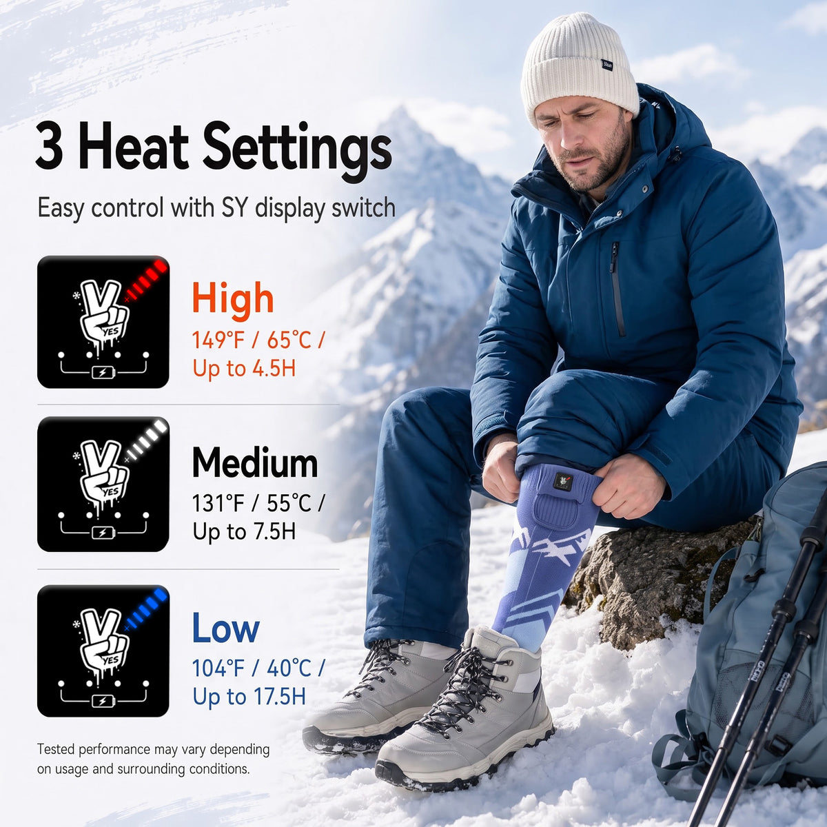 Lightweight Fit Heated Ski Socks