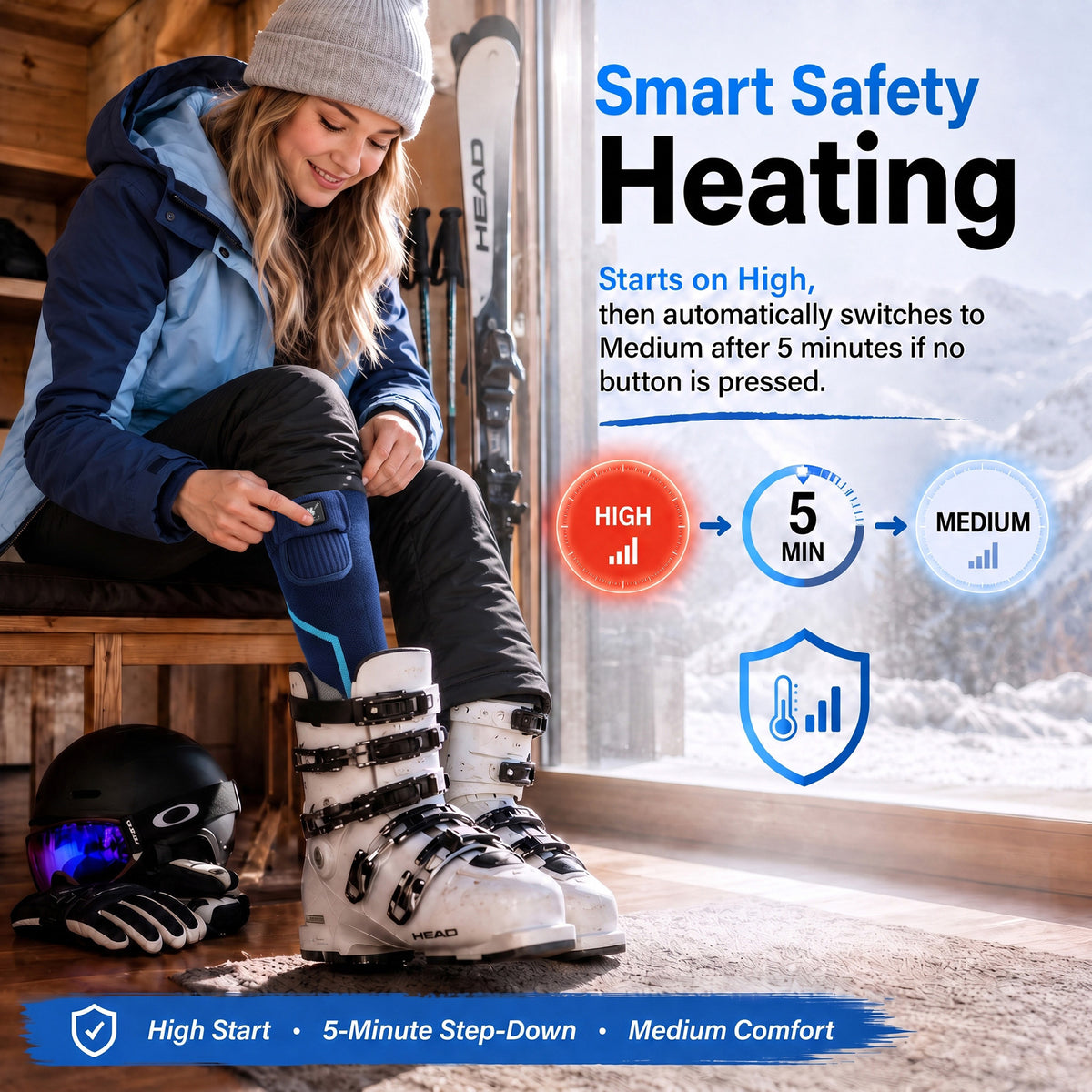 Heat-Transfer Support Heated Ski Socks