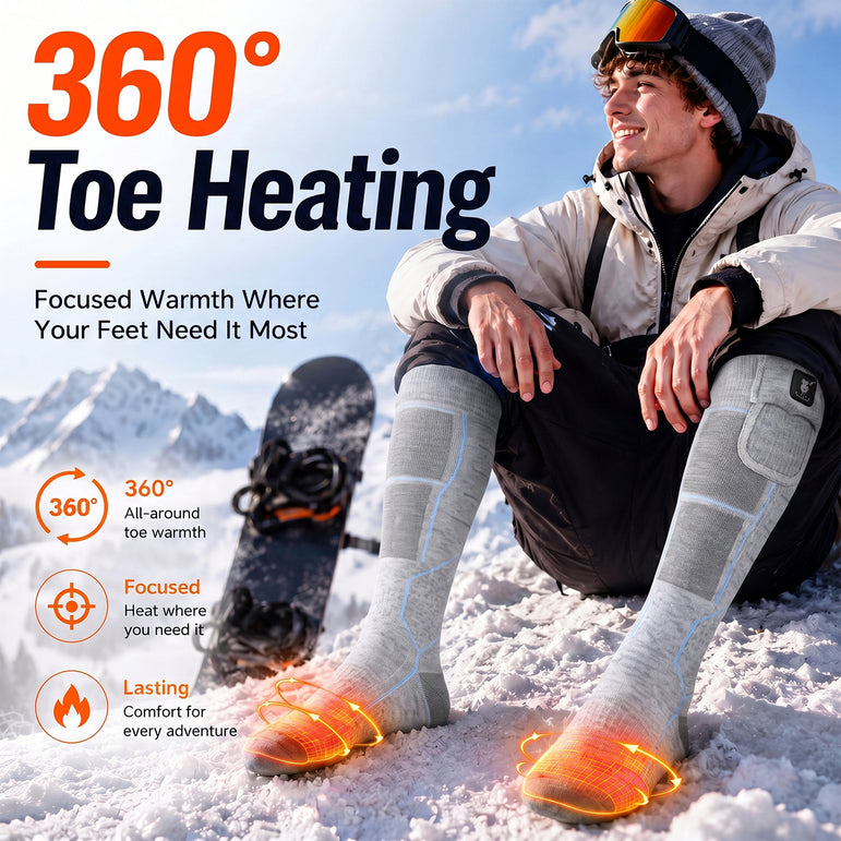 Breathable Grip Heated Ski Socks