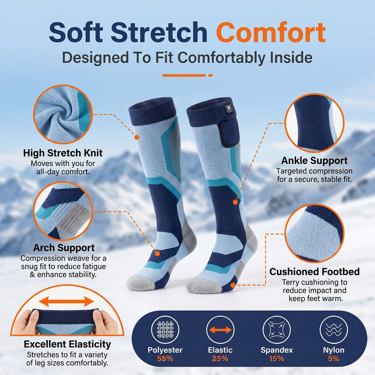 Warm Cushion Heated Ski Socks