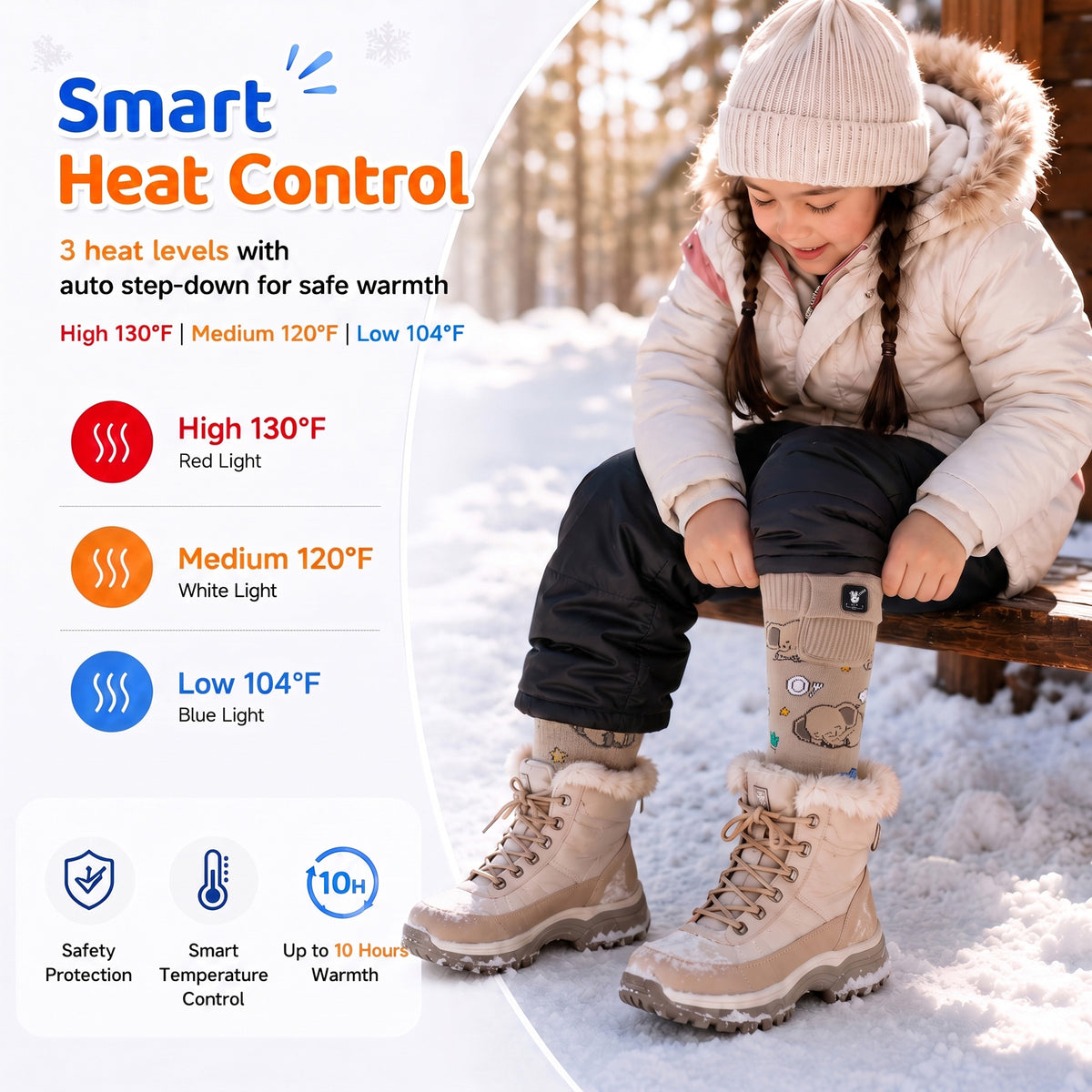 Elephant Kids Heated Ski Socks