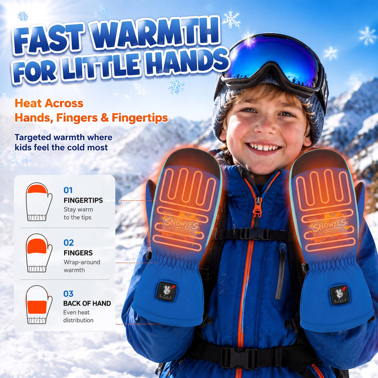 Kids Heated Ski Mittens – Wild Splash