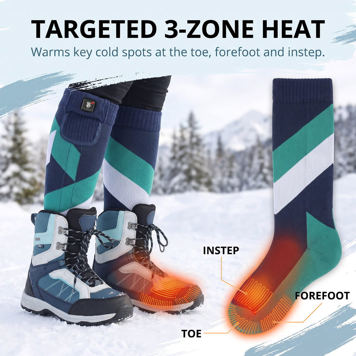 Protective Support Heated Ski Socks