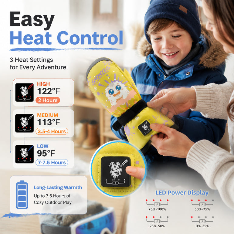 Kids Yeti Adventure Heated Ski Mittens