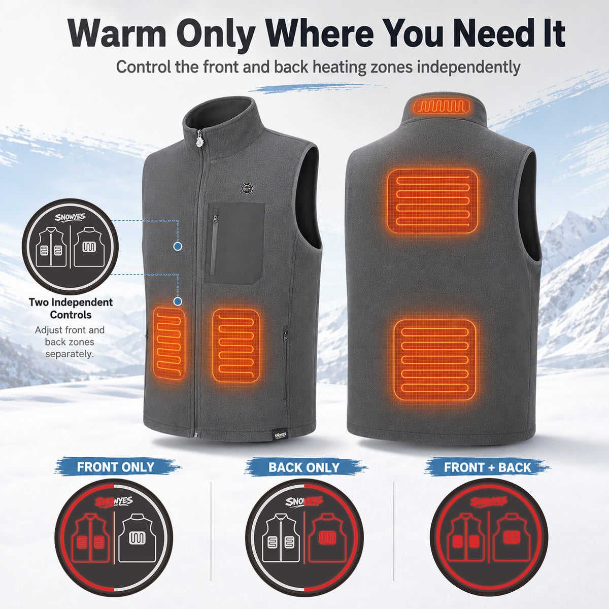 Men’s 5-Zone Dual-Control Heated Vest