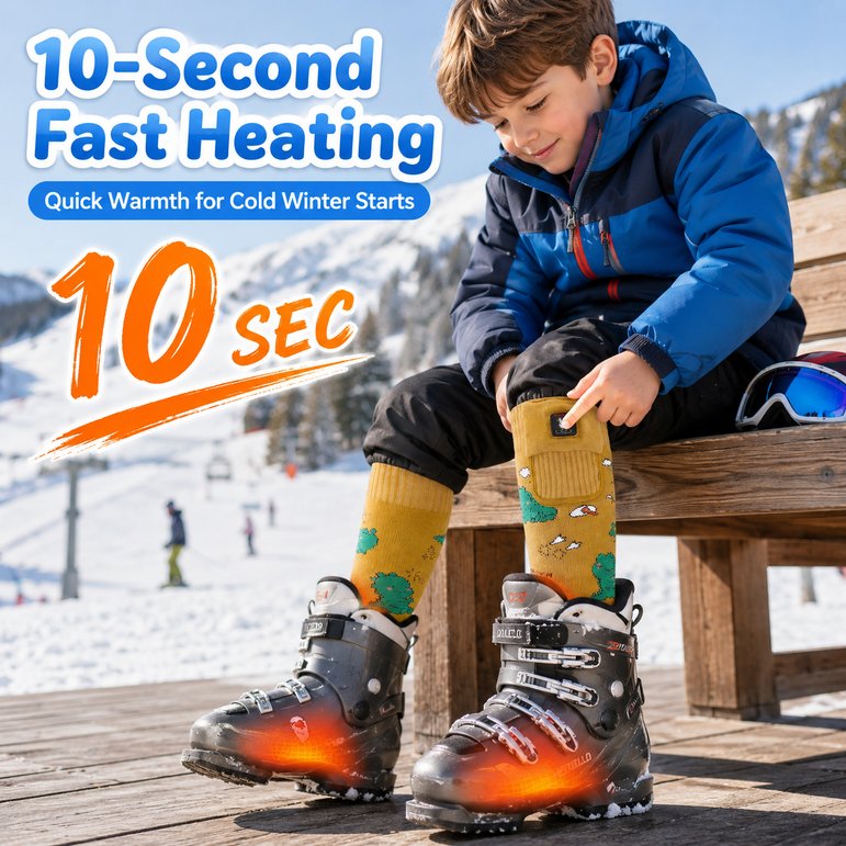 Dinosaur Kids Heated Ski Socks