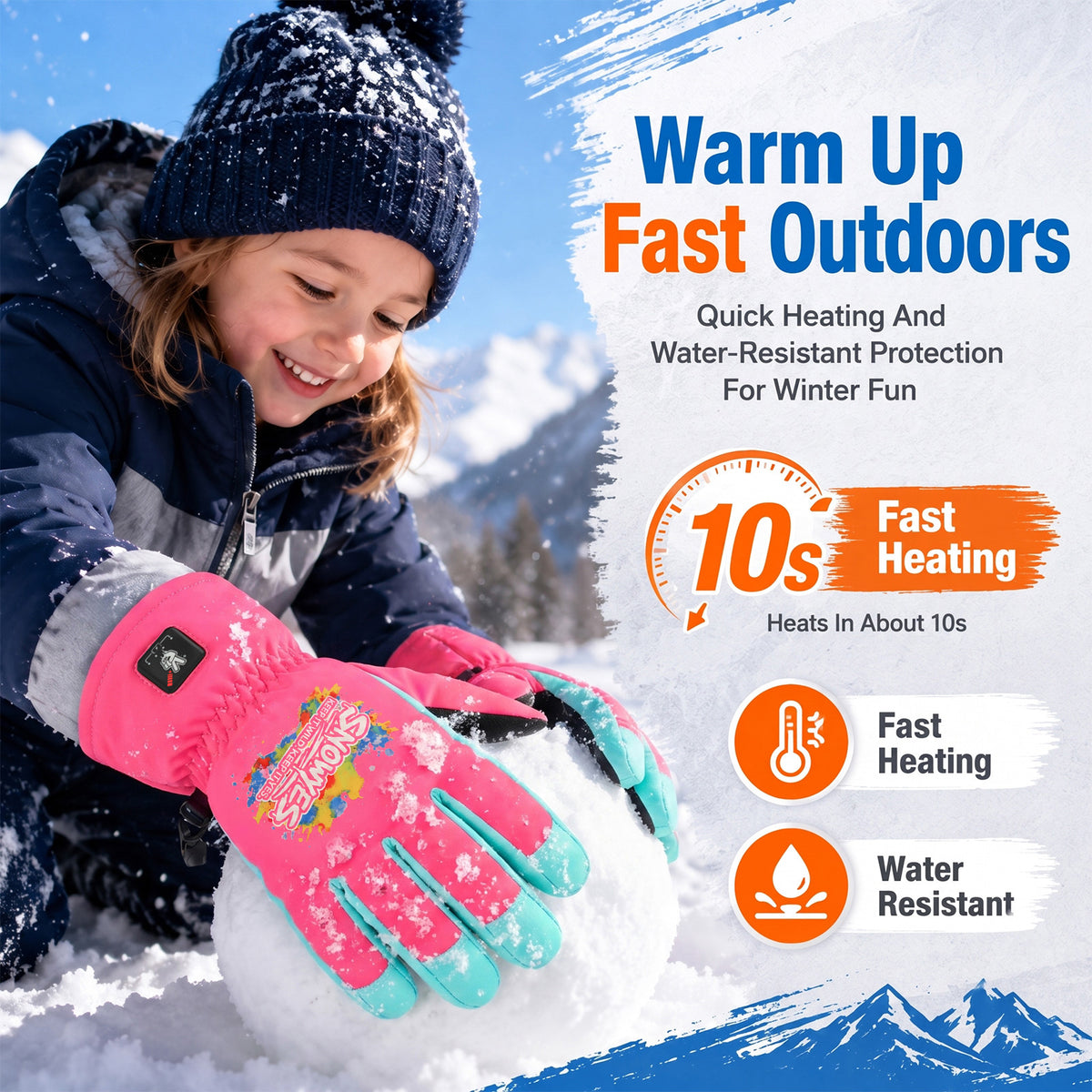 Kids Heated Ski Gloves – Wild Splash