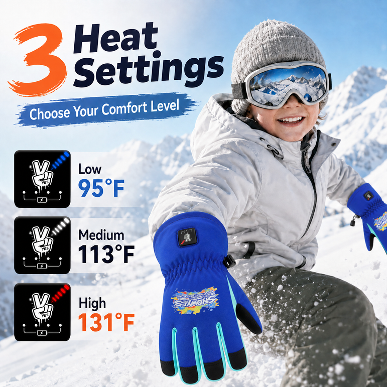 Kids Heated Ski Gloves – Wild Splash