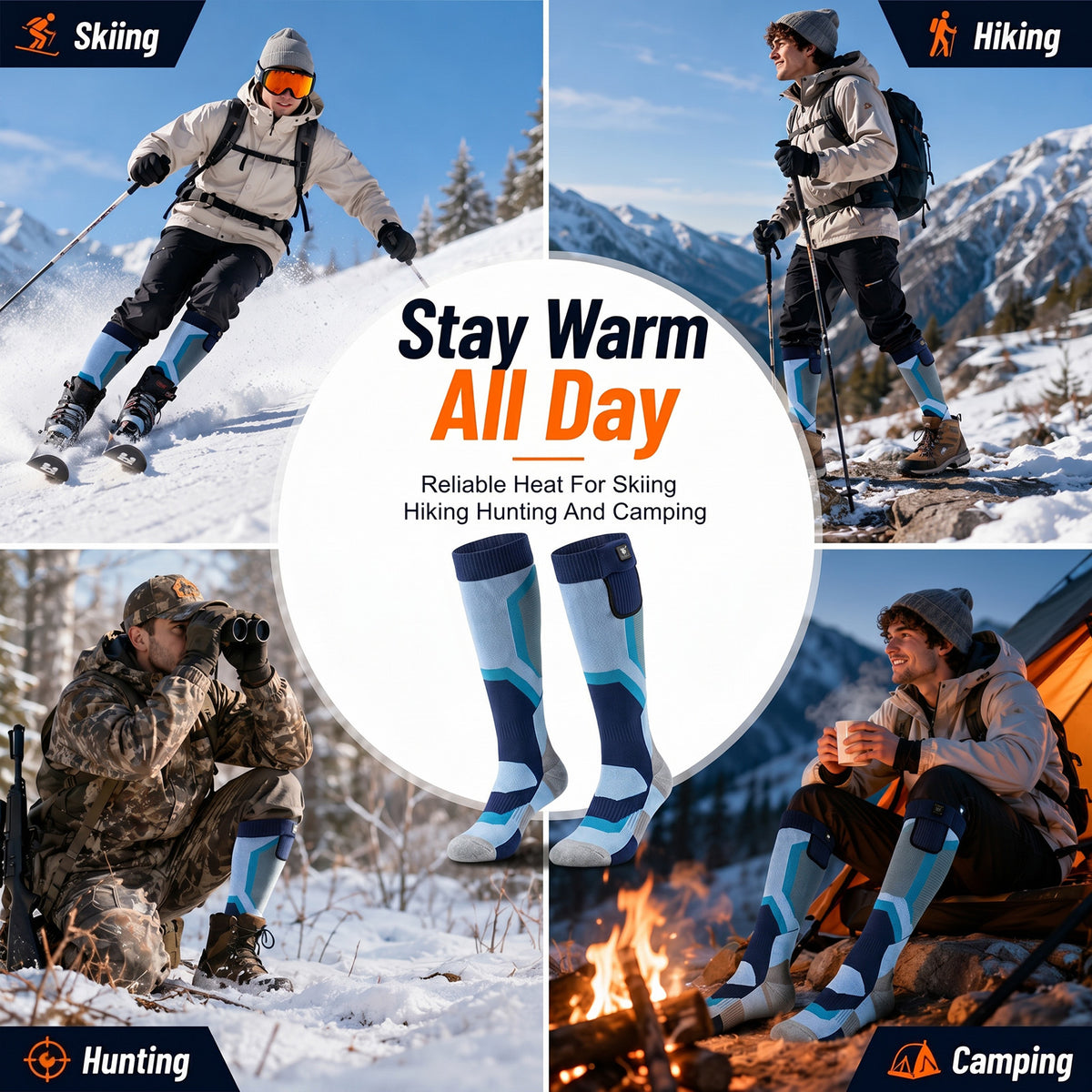 Warm Cushion Heated Ski Socks