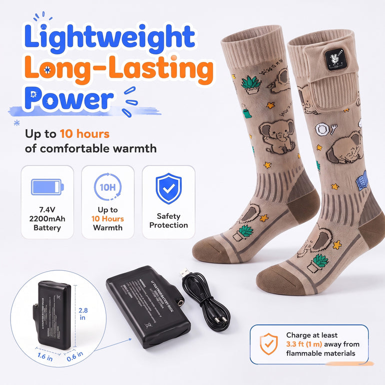 Elephant Kids Heated Ski Socks