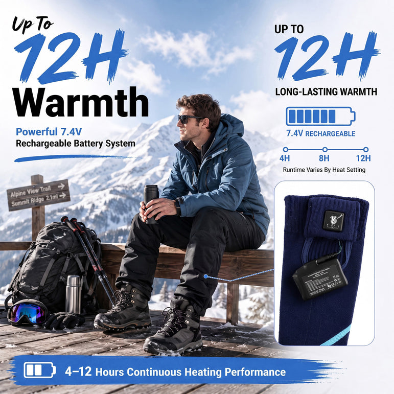 Heat-Transfer Support Heated Ski Socks