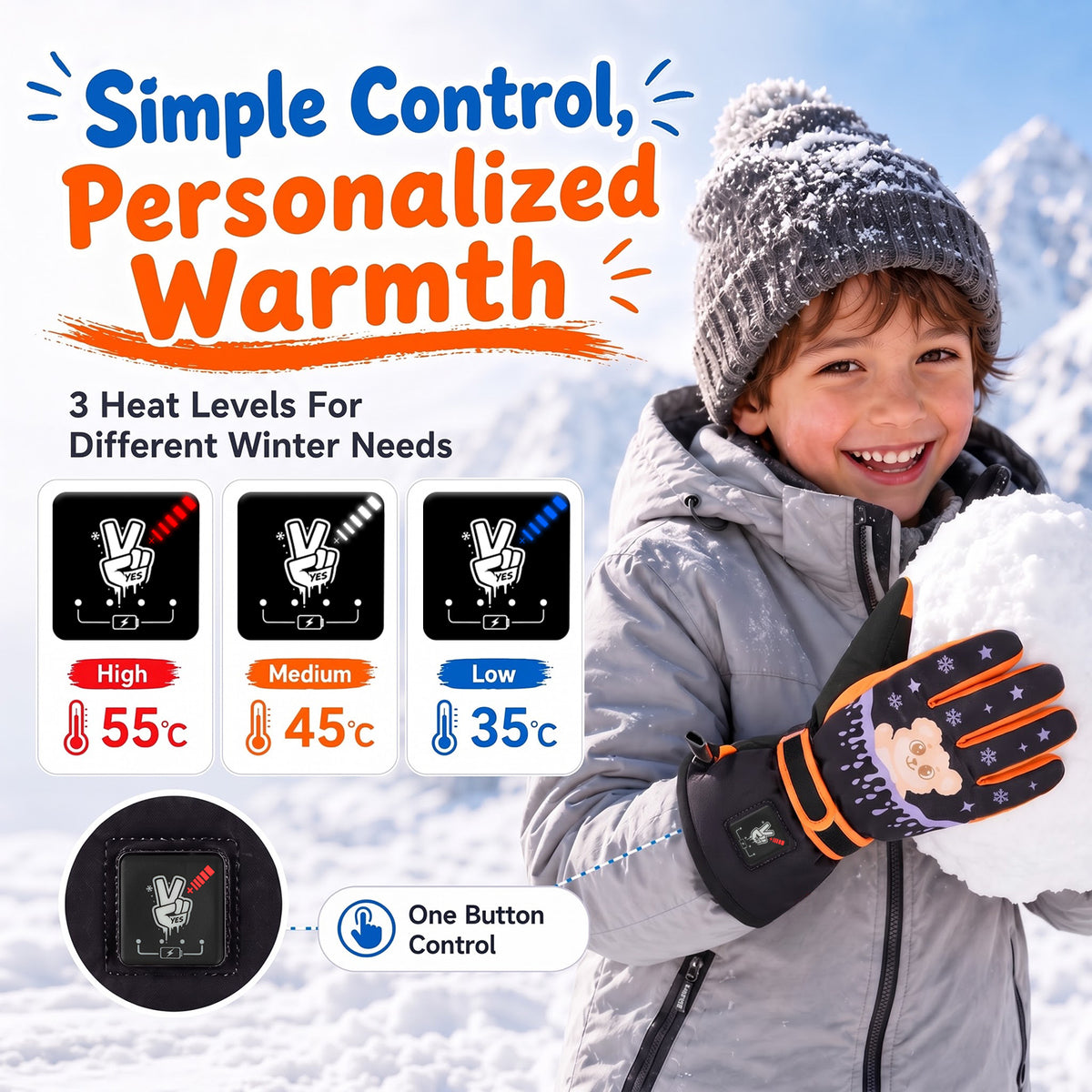 Kids Heated Ski Gloves – Arctic Bear