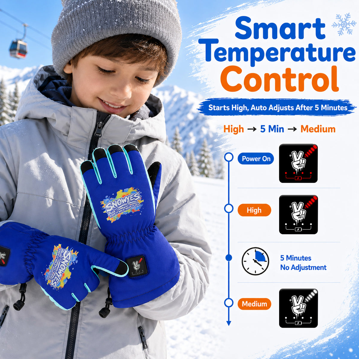 Kids Heated Ski Gloves – Wild Splash