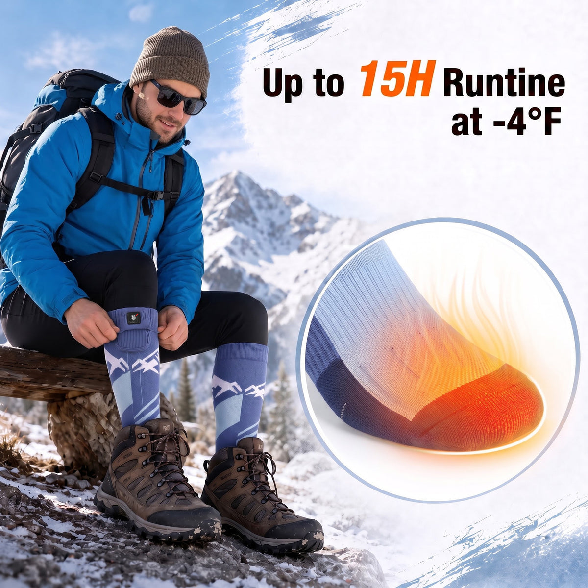 Lightweight Fit Heated Ski Socks