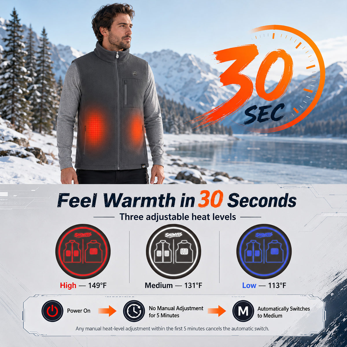 Men’s 5-Zone Dual-Control Heated Vest