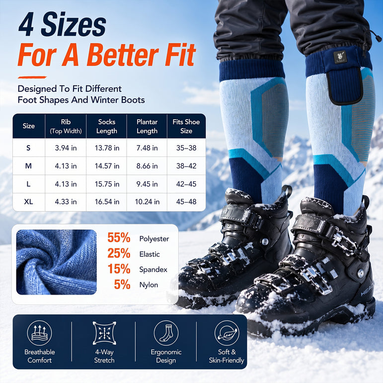 Warm Cushion Heated Ski Socks