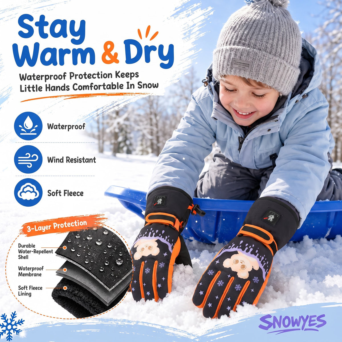 Kids Heated Ski Gloves – Arctic Bear