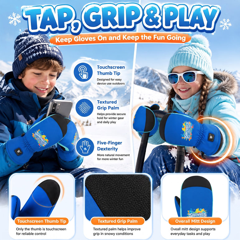 Kids Heated Ski Mittens – Wild Splash