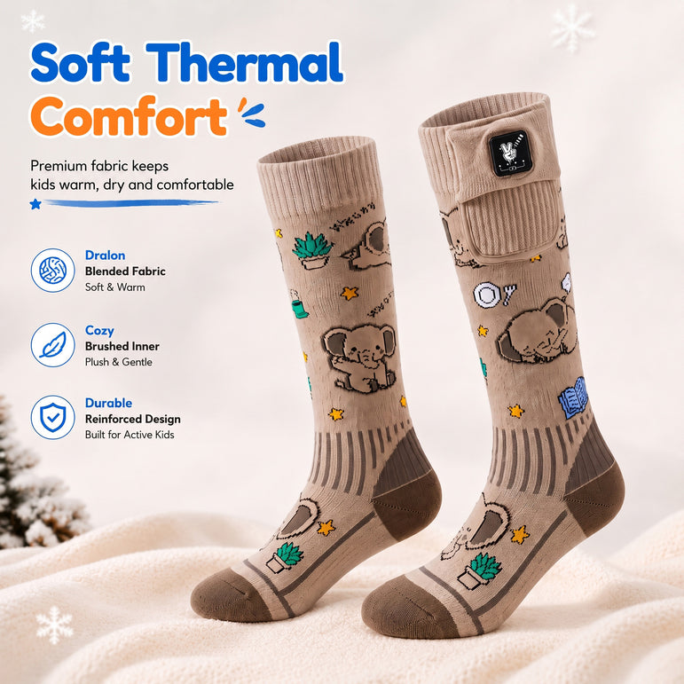 Elephant Kids Heated Ski Socks