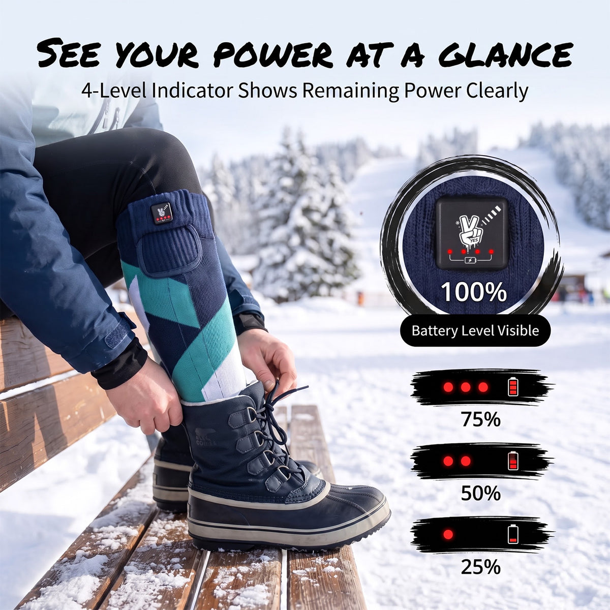 Protective Support Heated Ski Socks