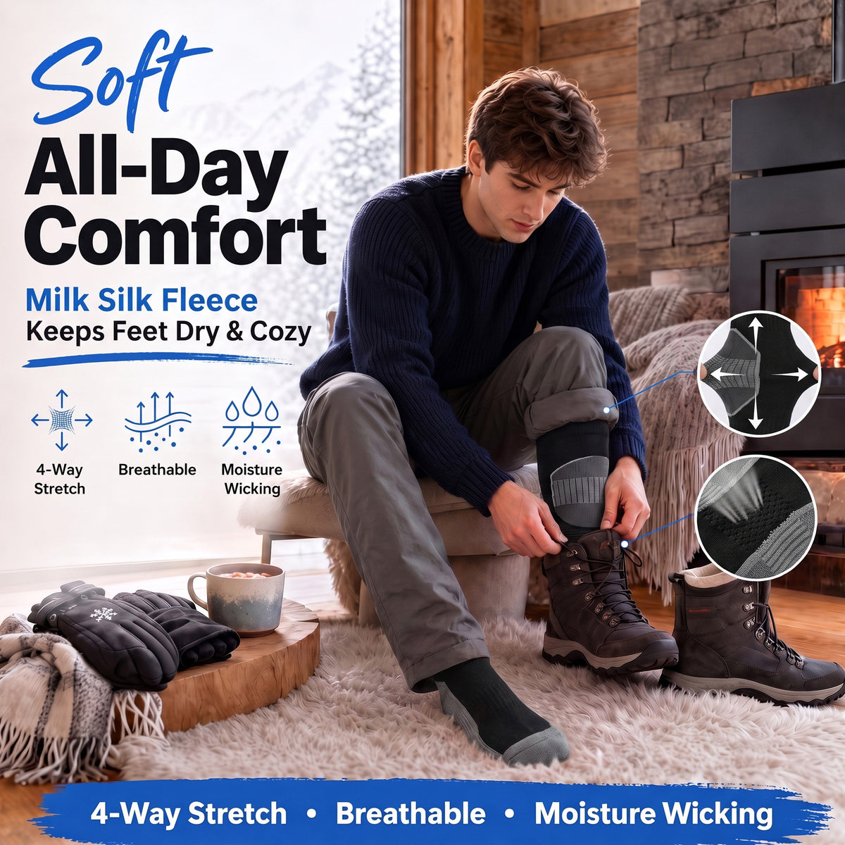 Shin Cushion Heated Ski Socks