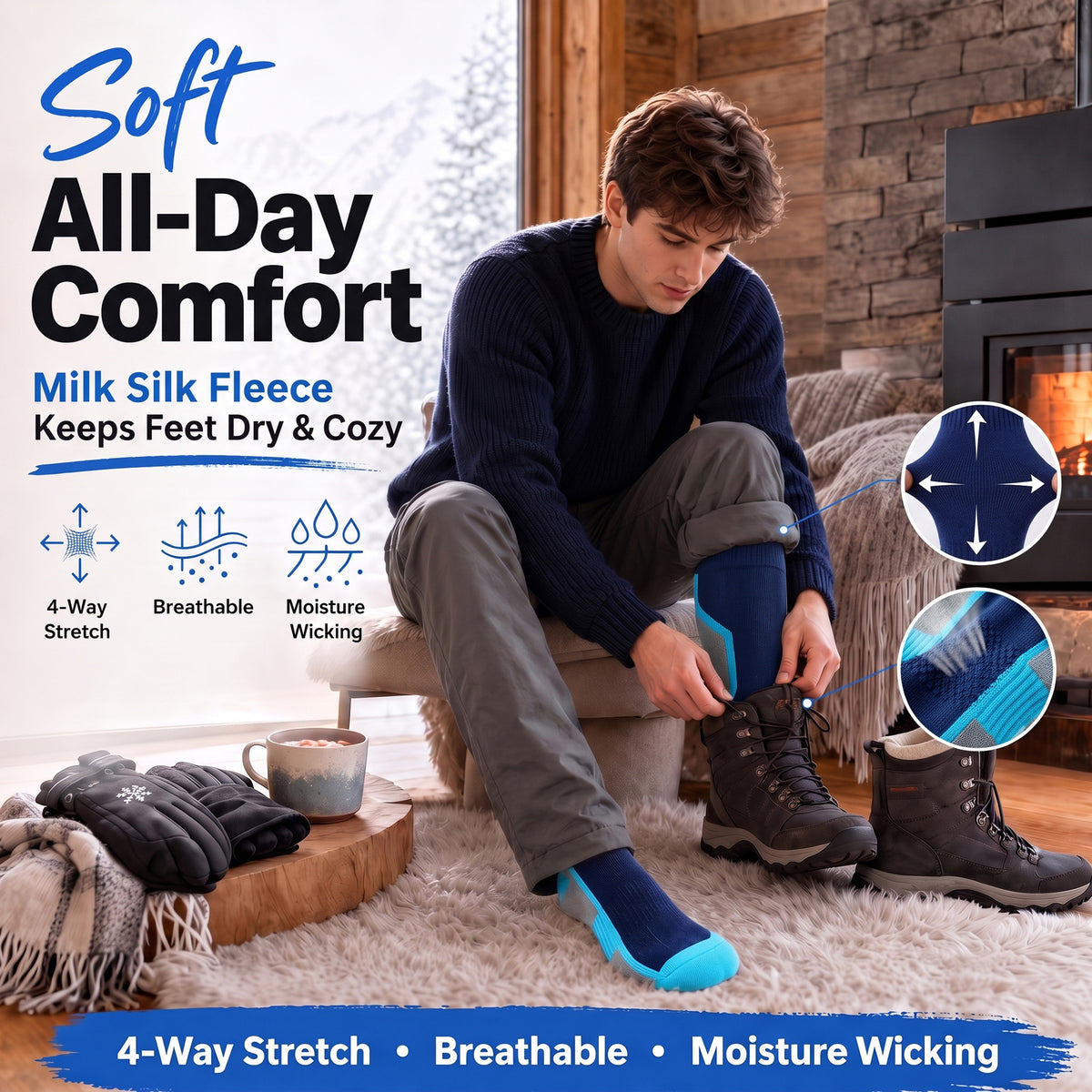Heat-Transfer Support Heated Ski Socks