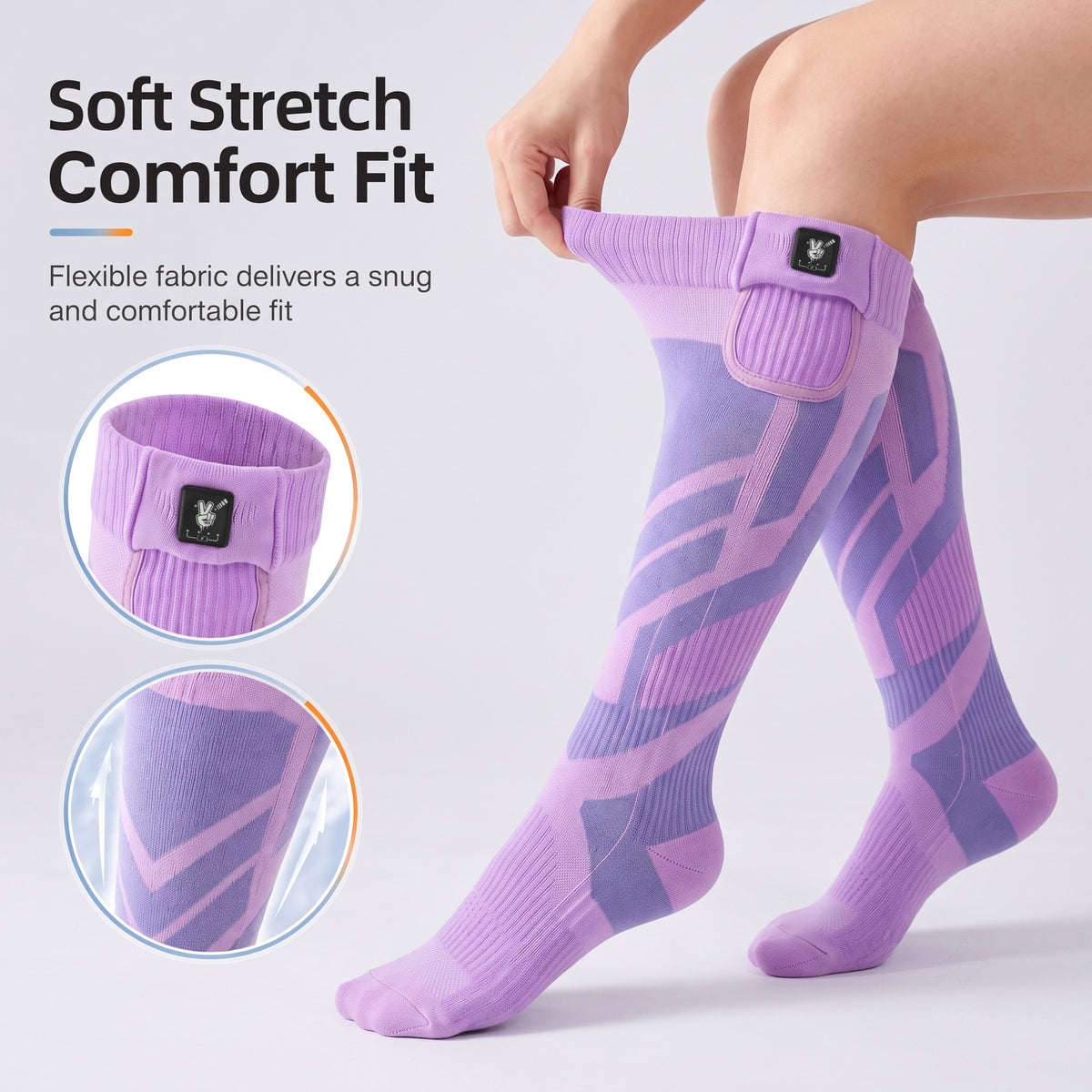 Moisture-Wicking Grip Heated Ski Socks