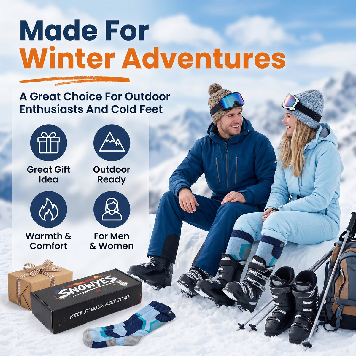 Warm Cushion Heated Ski Socks