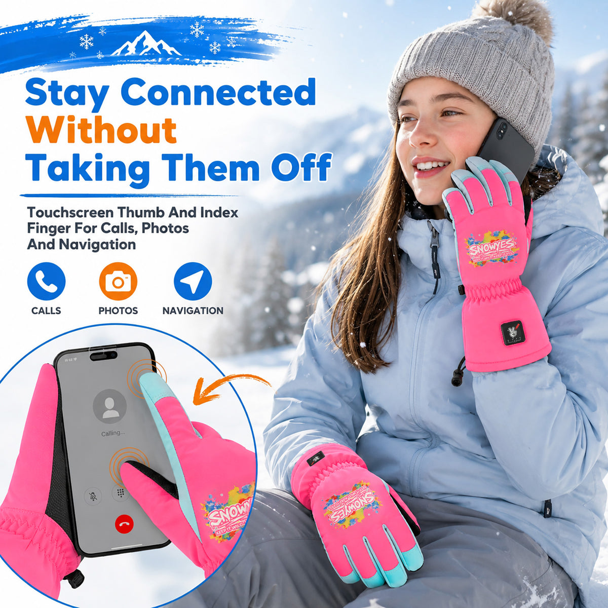 Kids Heated Ski Gloves – Wild Splash