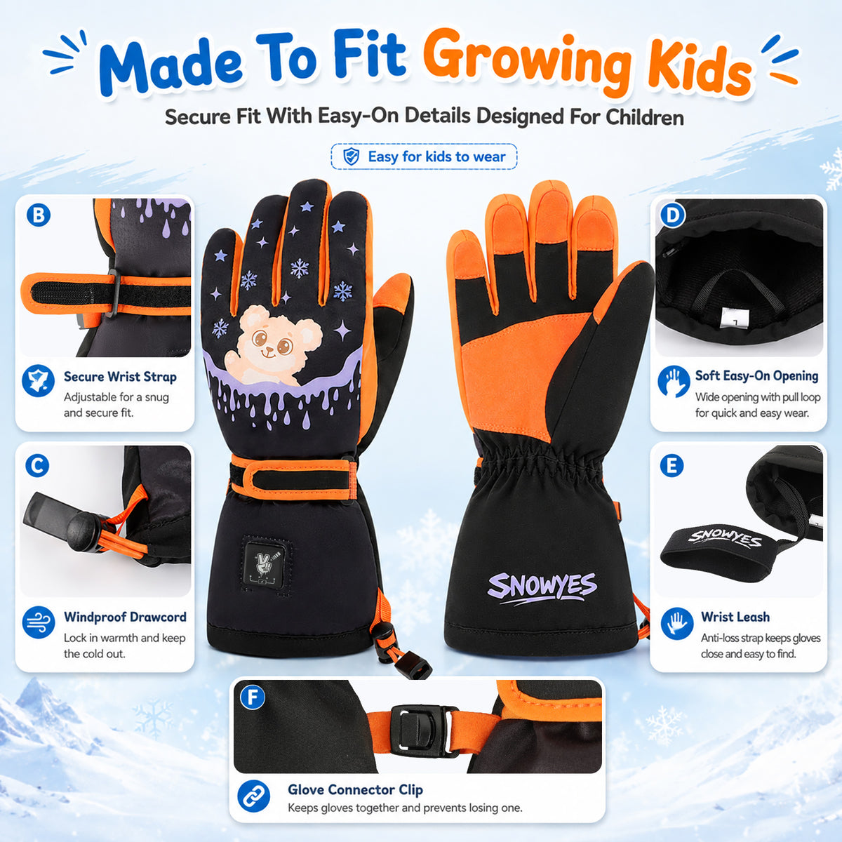 Kids Heated Ski Gloves – Arctic Bear